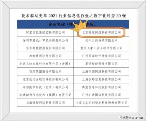 隆道公司連續(xù)兩年上榜 行業(yè)信息化競爭力百強 企業(yè)